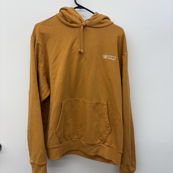 Alpine Design Graphic Logo Pullover Hoodie Golden Honey Large NWT - Picture 1 of 6